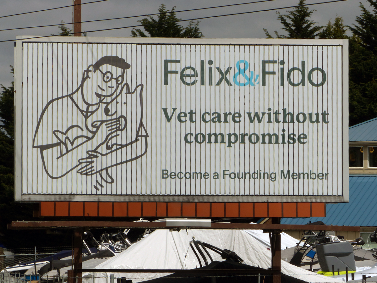 Trivision billboard for a vet company