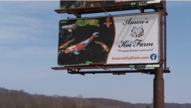 Image of billboard for koi farm in Ohio