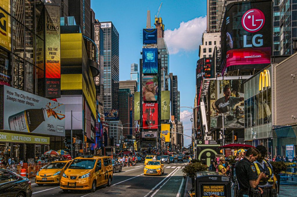 Advertising shown in Times Square New York