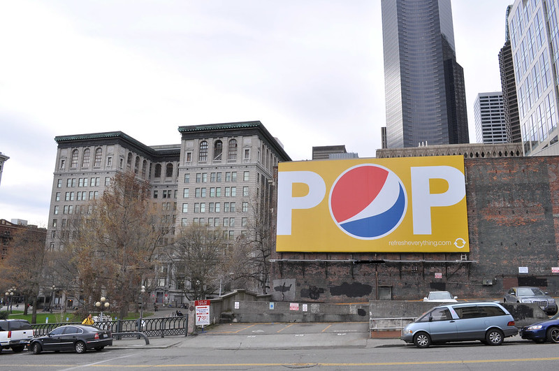 Photo of Pepsi wallscape ad via Flickr