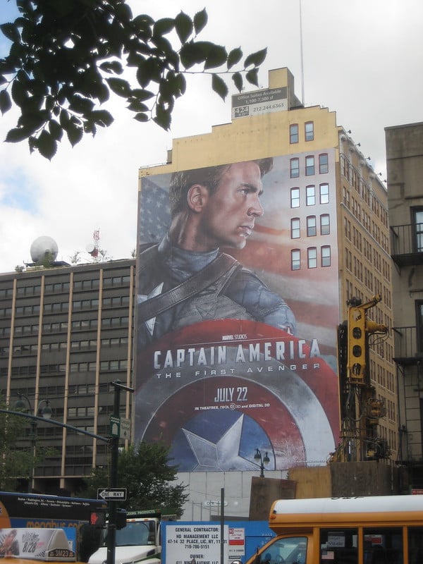 Image of Captain America wallscape ad on side of building via Flickr