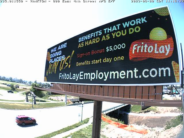 Photo of digital billboard above a highway. Campaign is a hiring effort by FritoLay. Launched by Alluvit Media